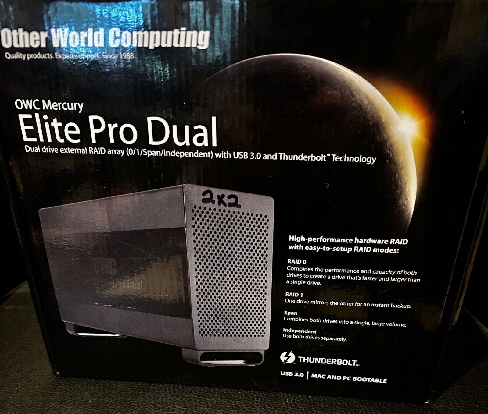 owc mercury elite pro dual drive enclosure with 2 2TB Western Digital Drives