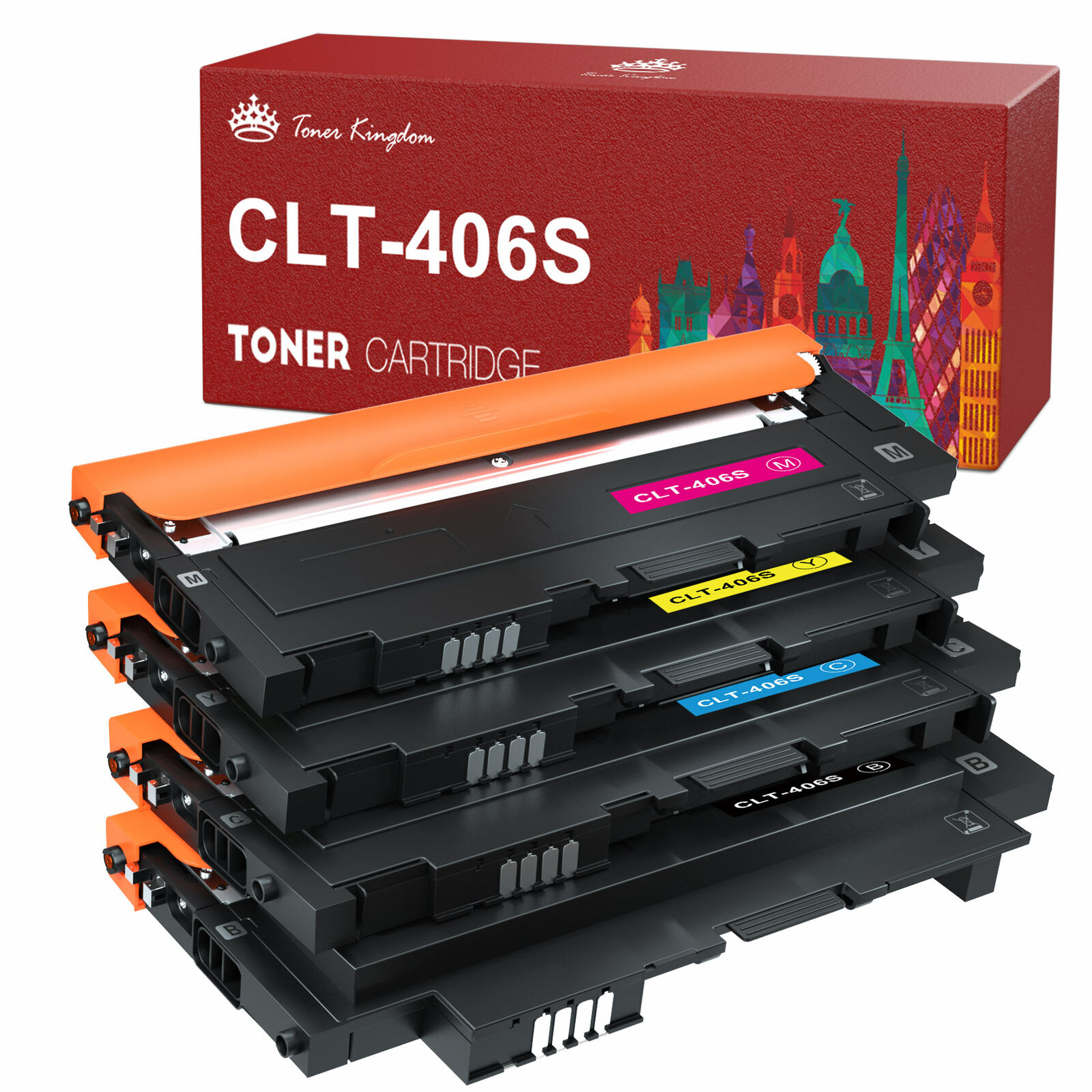 4 Pack Color CLT-K406S Toner for Samsung CLP-365W CLX-3305FW Xpress C410W C460FW