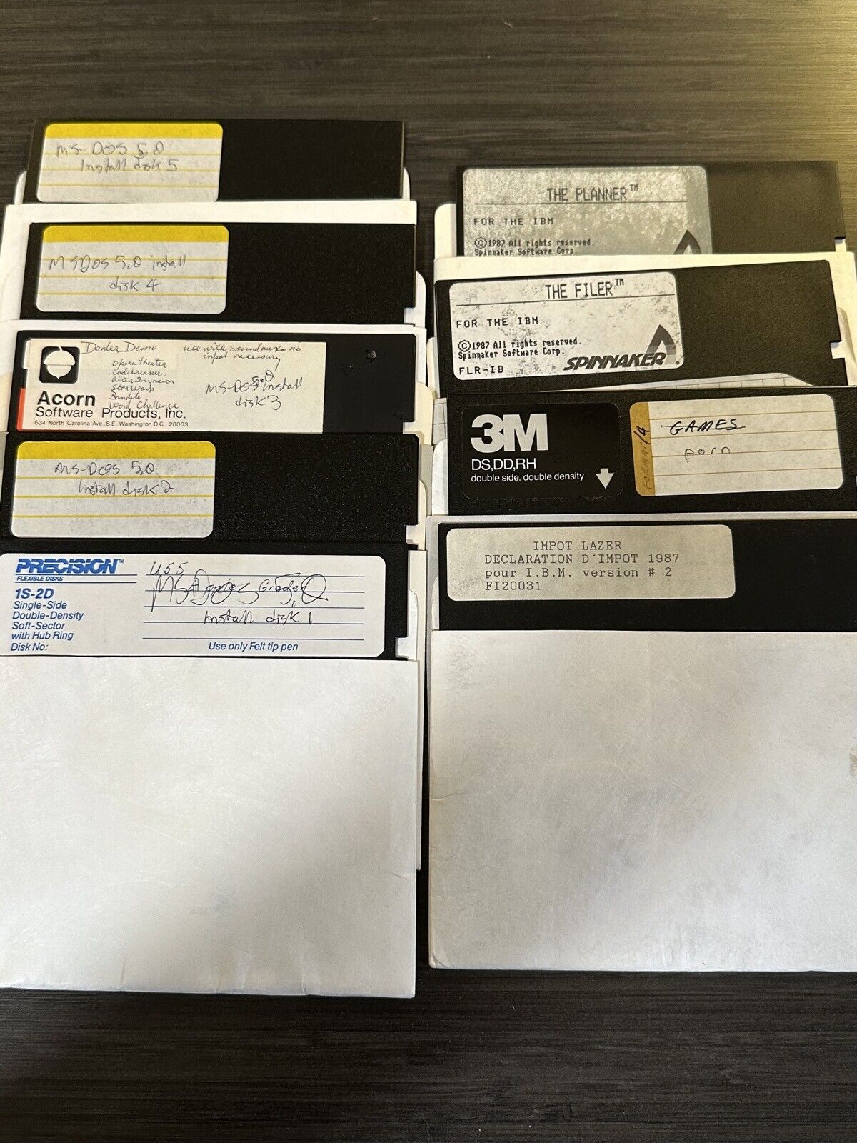 9 IBM PC MS-DOS format DSDD 5.25” floppy disks lot verified used Spinnaker