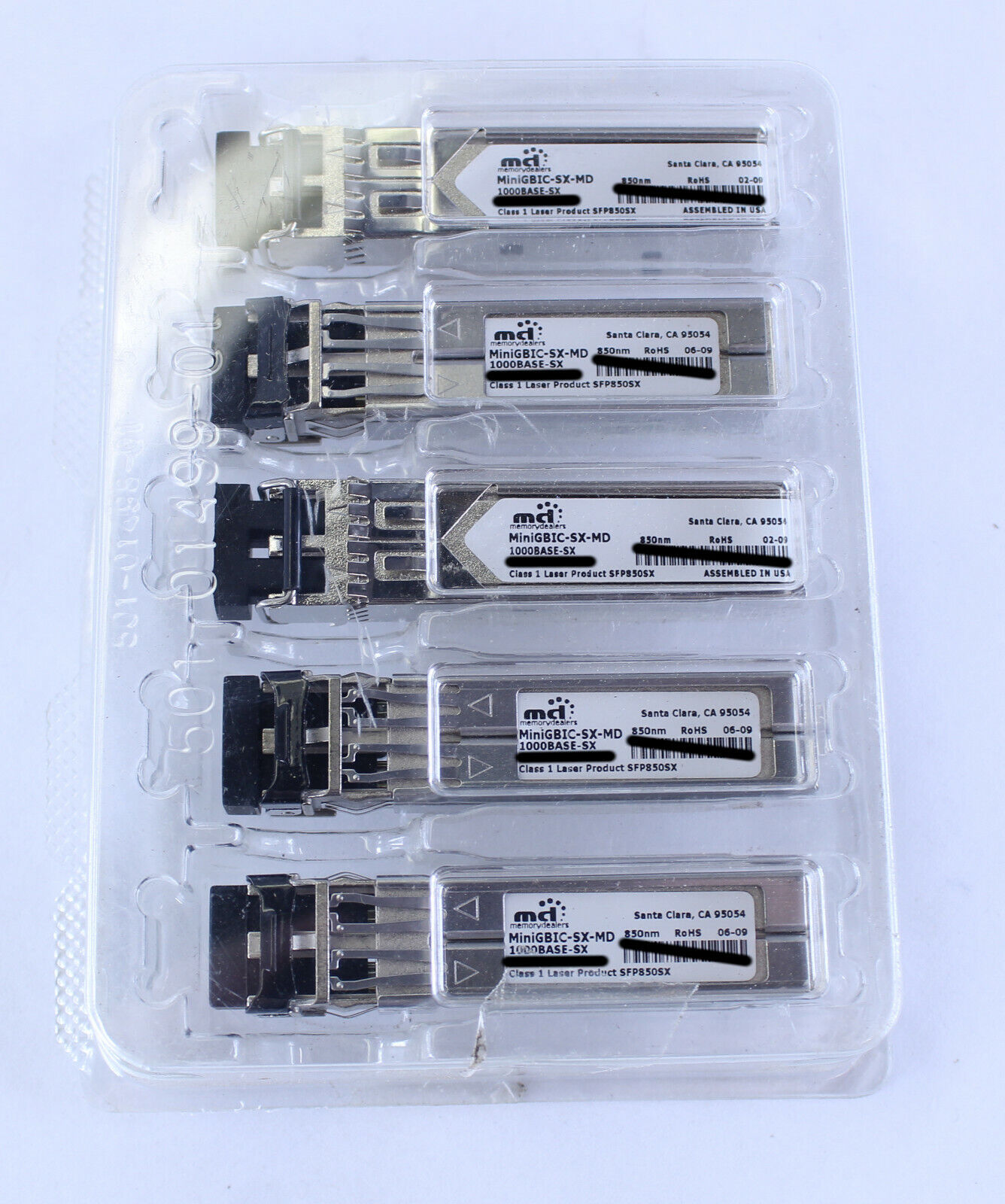 Lot of 5 Memory Dealers MiniGBIC-SX-MD 1000BASE-SX 850nm SFP850SX Transceiver