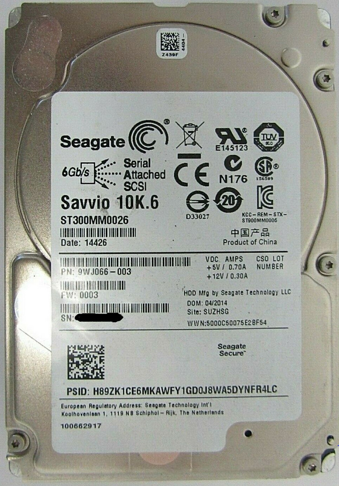Seagate 9WJ066-003 Savvio 10K.6 ST300MM0026 300GB SAS 64MB HDD B-3 Lot of 2