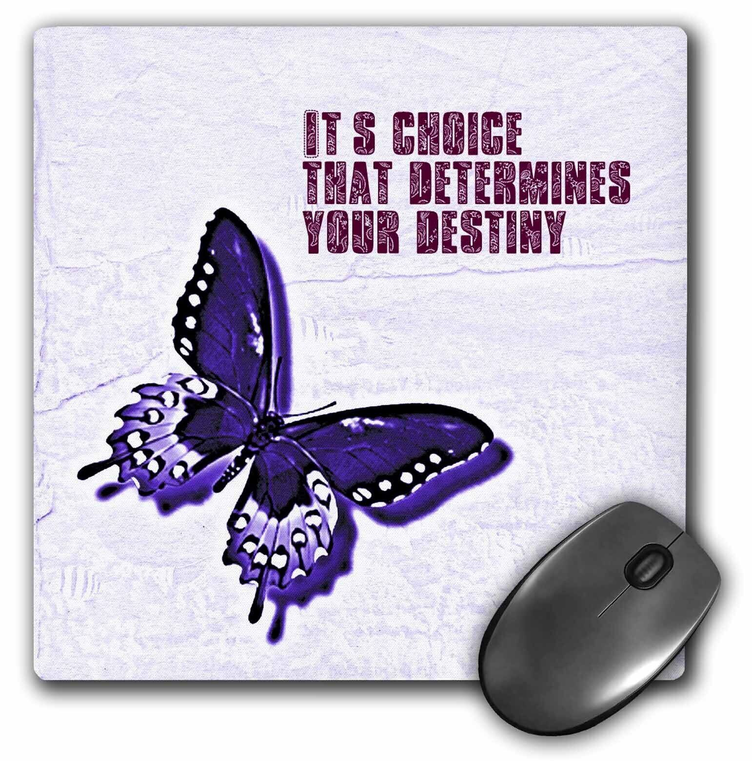 3dRose Purple Butterfly Destiny Inspirational Art Nature Design MousePad