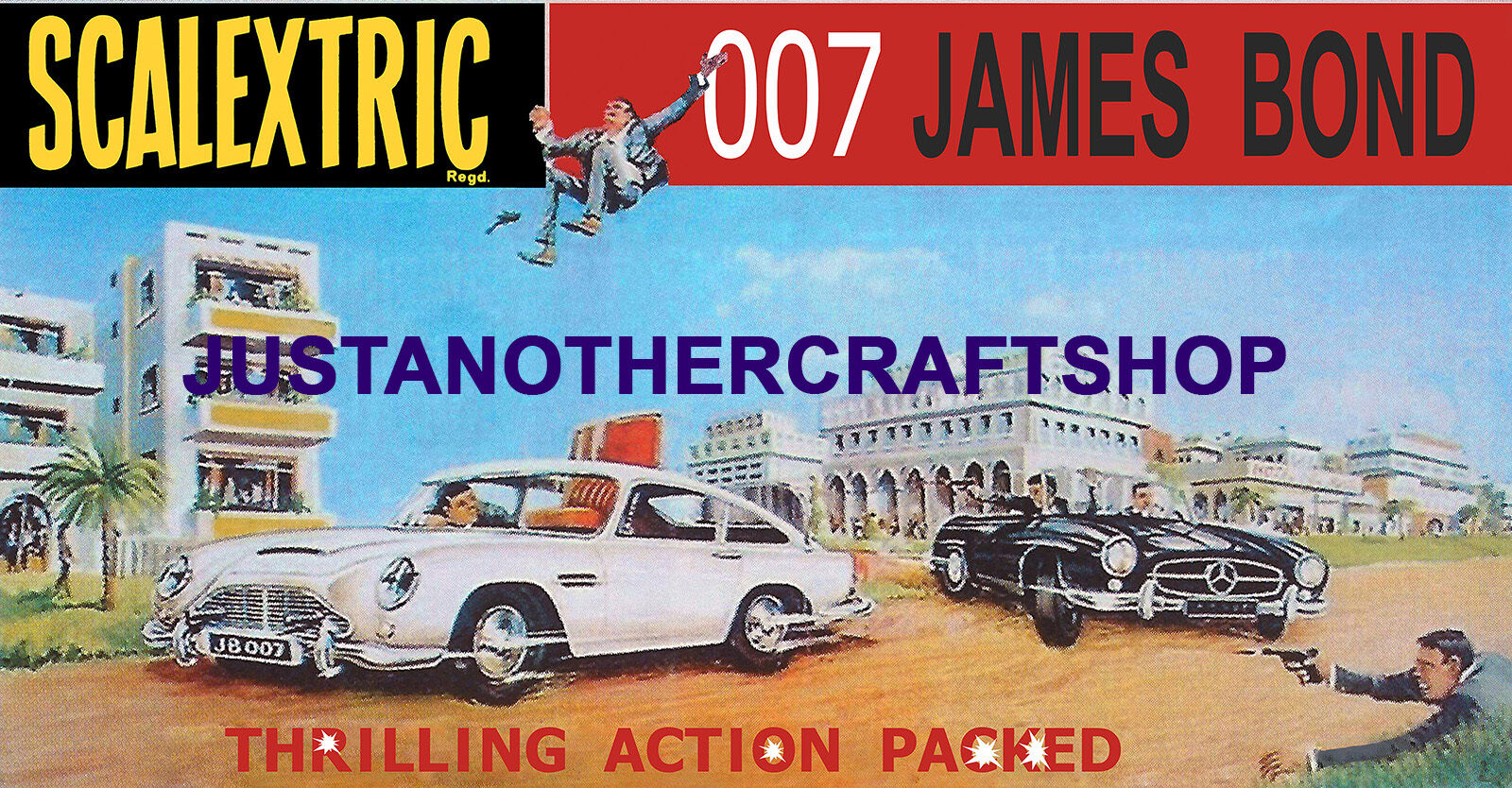 Scalextric 1968 James Bond Set Large Poster Advert Sign Aston Martin Mercedes