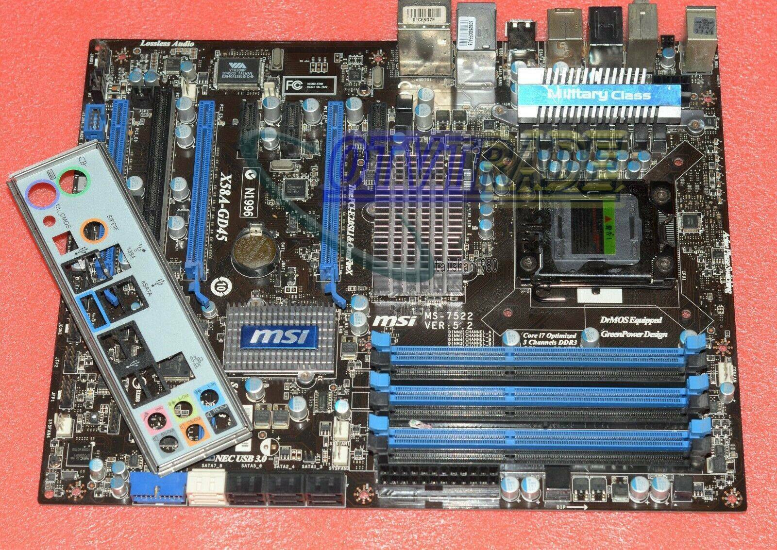 MSI X58A-GD45 LGA1366 Socket PC Computer Motherboard MS-7522 Tested