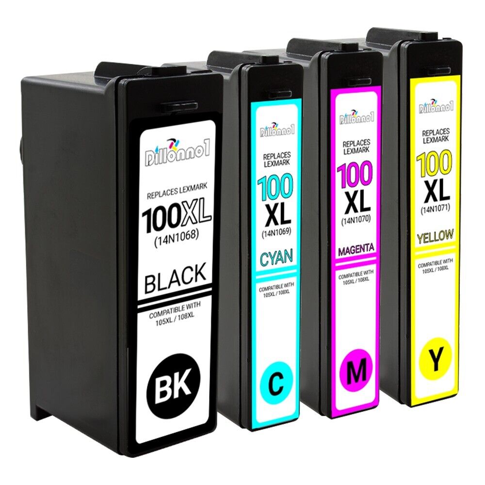 4PK BLACK & COLOR Ink Cartridges For Lexmark 100XL 100 XL