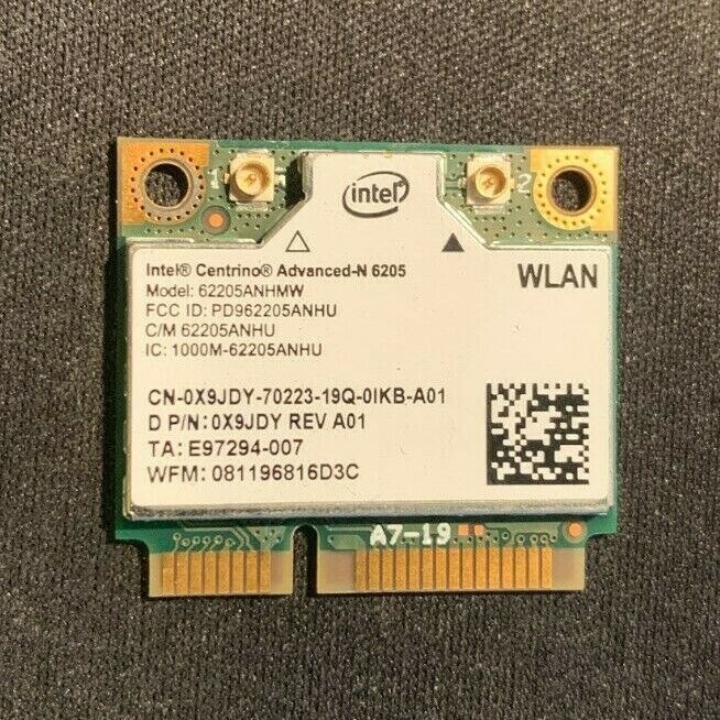 Intel Centrino Advanced-N 6205 Wifi Card 62205ANHMW 0X9JDY