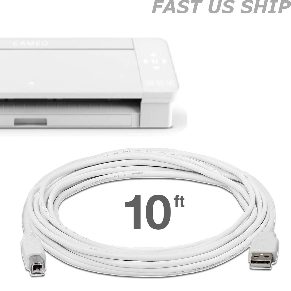Longer 10ft Quality White Lead Wire Cord USB Cable for Silhouette Cameo 4