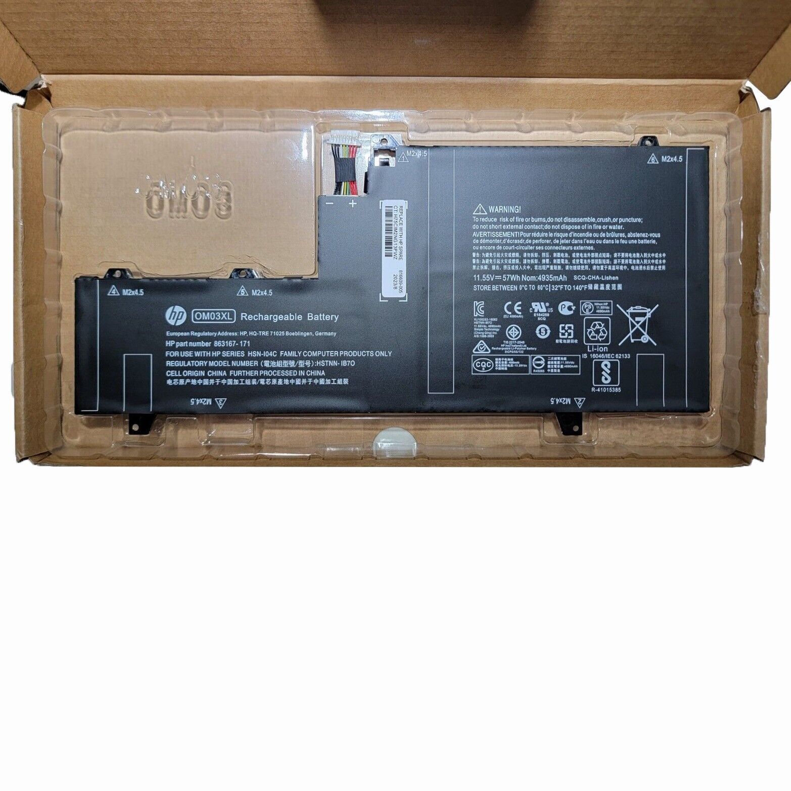Genuine OM03XL 57WH Battery For HP EliteBook X360 1030 G2 863167-1B1 863167-171