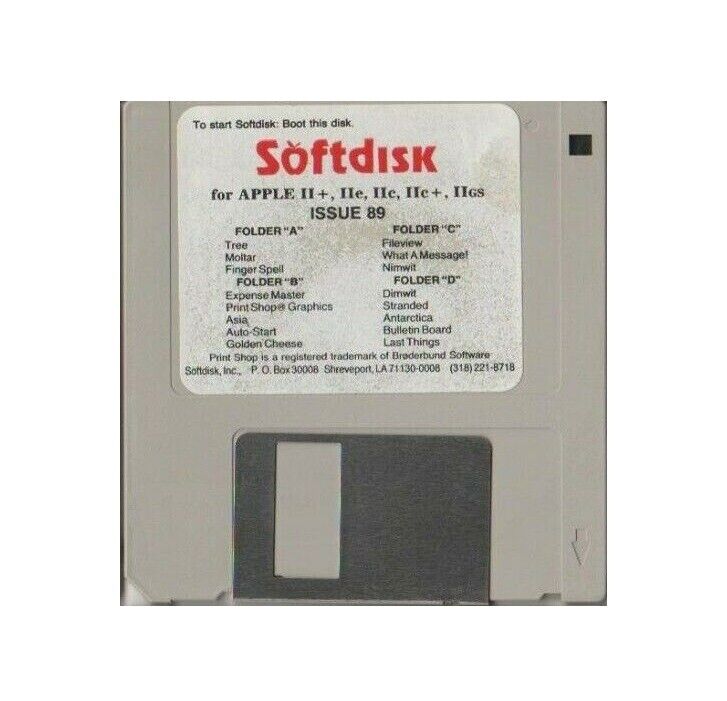Softdisk #89 for Apple IIc+, IIe, IIc, IIGS - In Search of the Golden Cheese