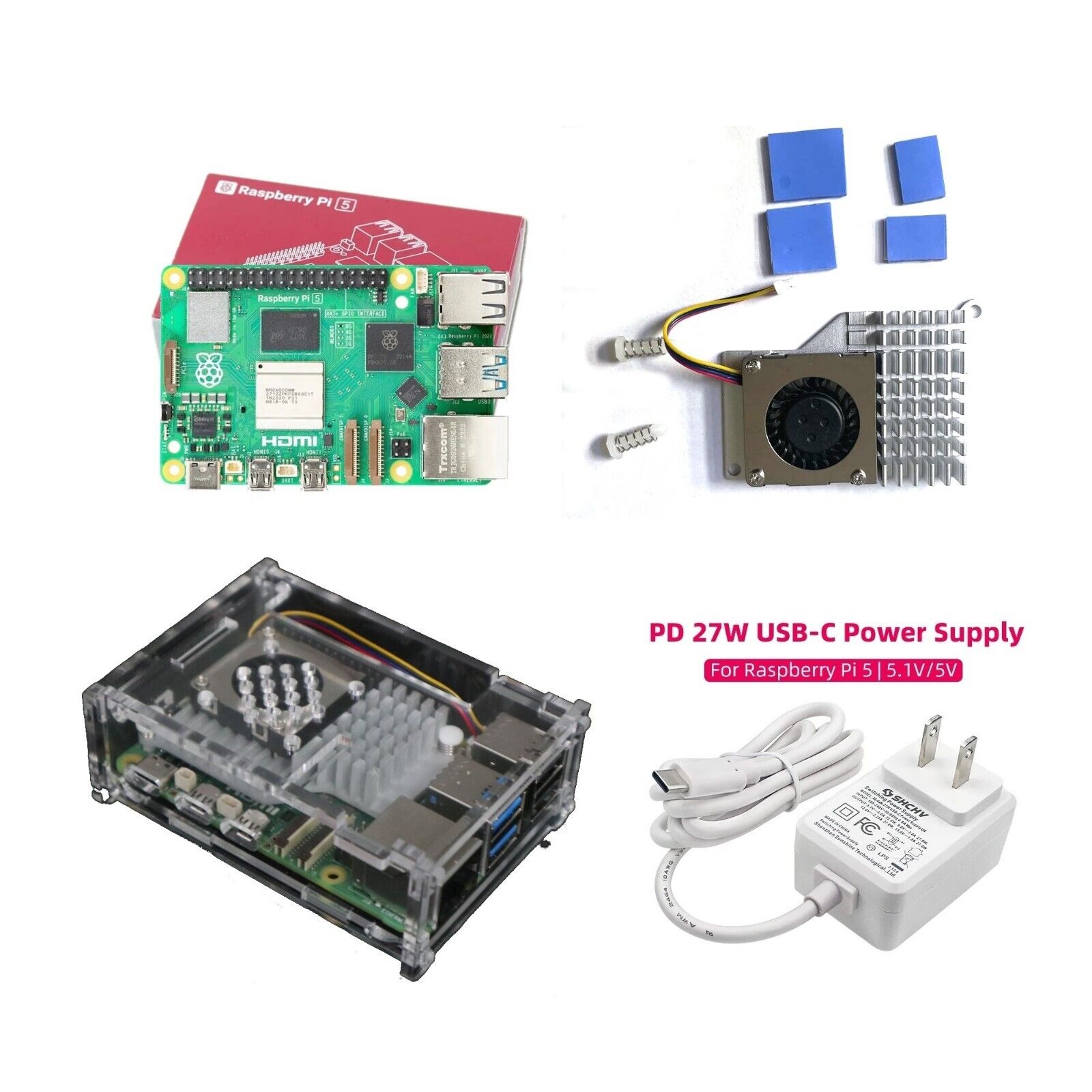 Raspberry Pi 5 Kit 4GB/8GB BCM2712 Processor 2.4GHz Quad-Core 64-Bit G5B02