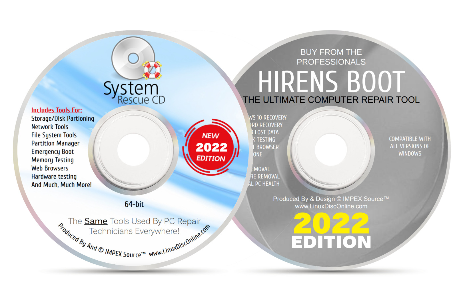 System Rescue CD PC Computer Diagnostic And Hiren's Boot CD Repair Data Recovery