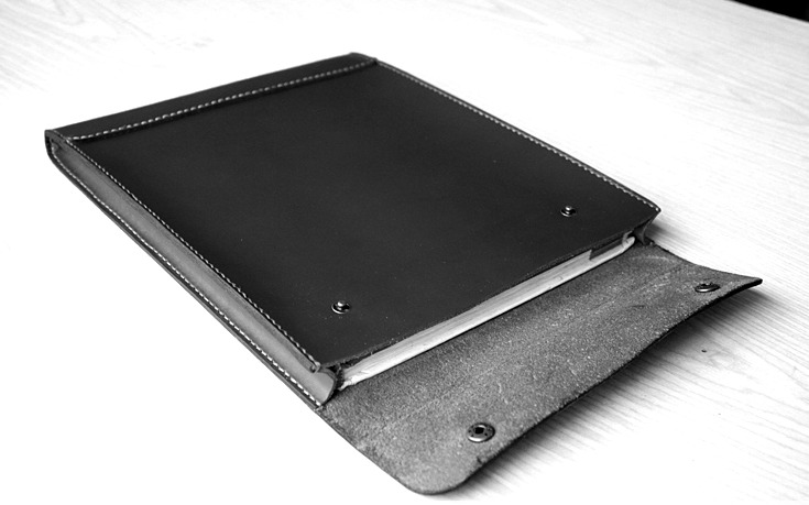 iPad laptop Briefcase file folder pocket cow Leather bag Personalized black Z920