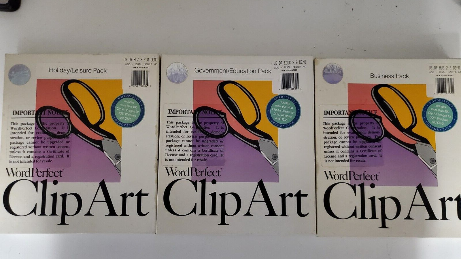 WordPerfect ClipArt - 3 Pack Bundle - Brand New - Vintage and Very Rare