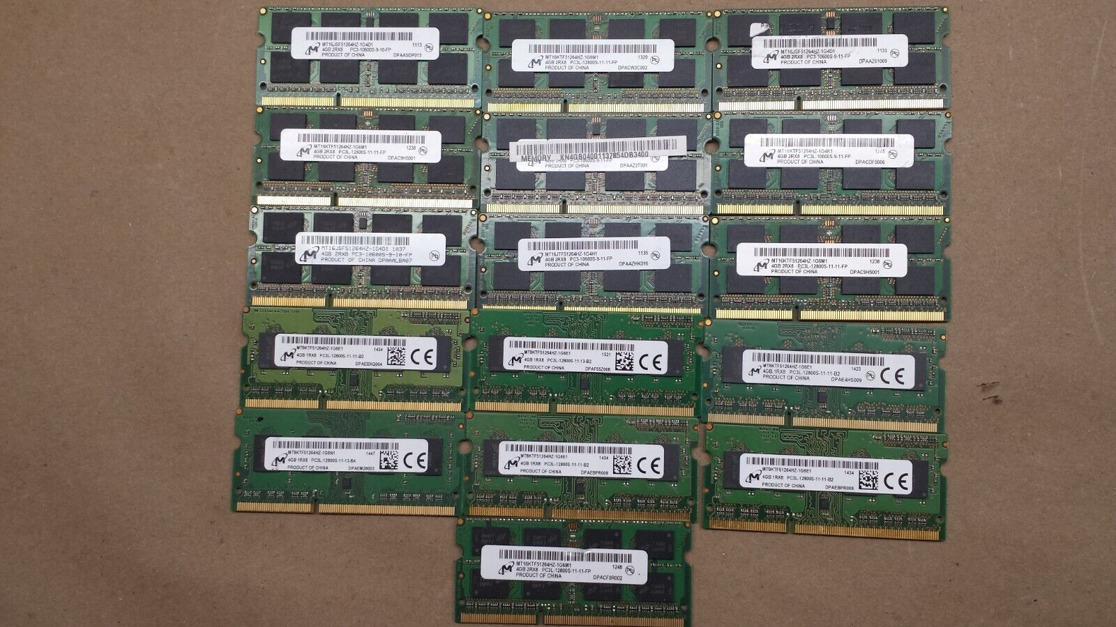 MIX LOT OF 16 MICRON 4GB (16X4GB) DDR3 LAPTOP RAM MEMORY (MM807)
