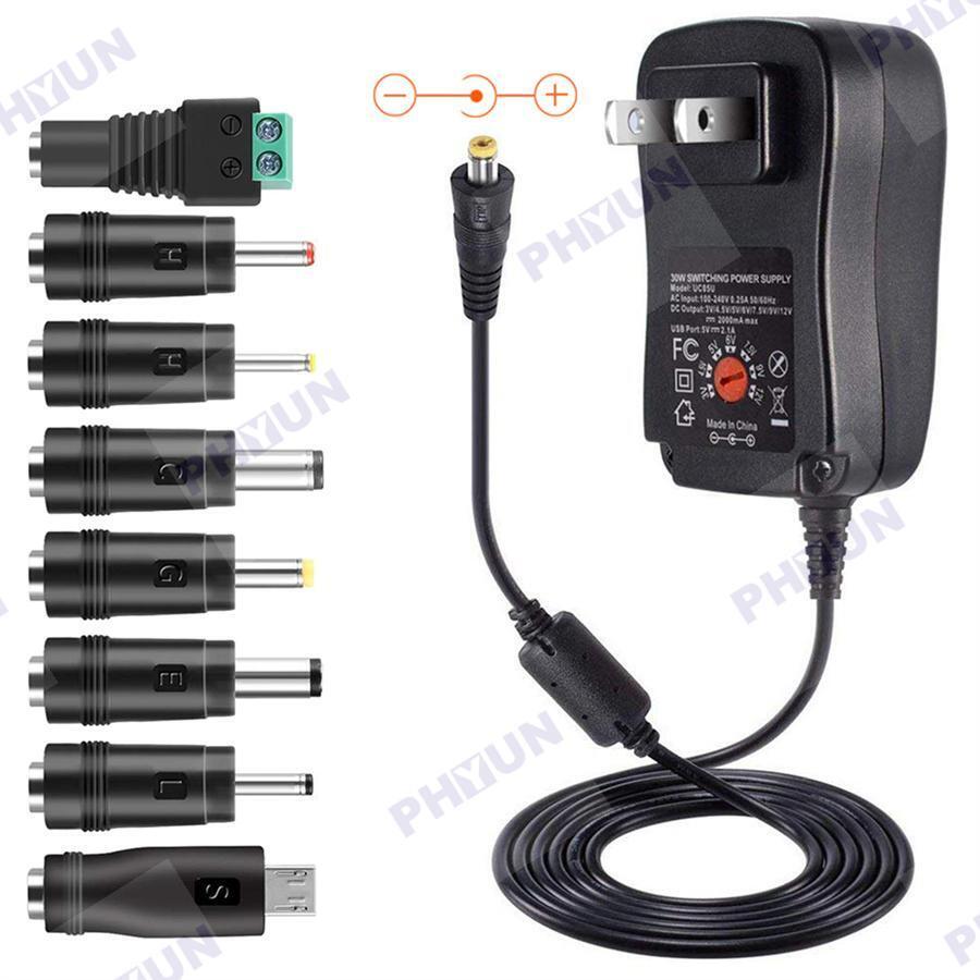 30W AC Power Adapter With 8pc Different Connector Tips Voltage Charger Converter
