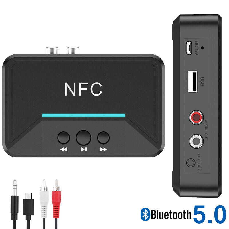 Low Latency NFC Bluetooth Audio Receiver Wireless Adapter RCA 3.5mm Aux Jack USB