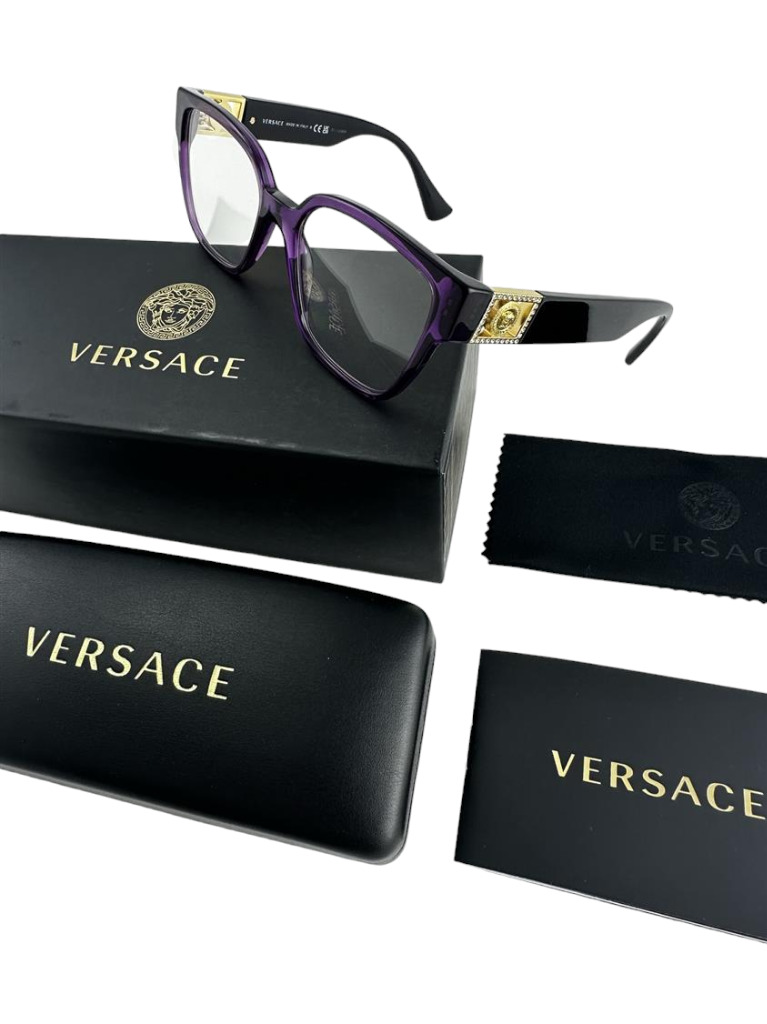 Versace NEW Transparent Plum $409 Frames Jeweled 52-17-145 Eyeglasses VE3329B