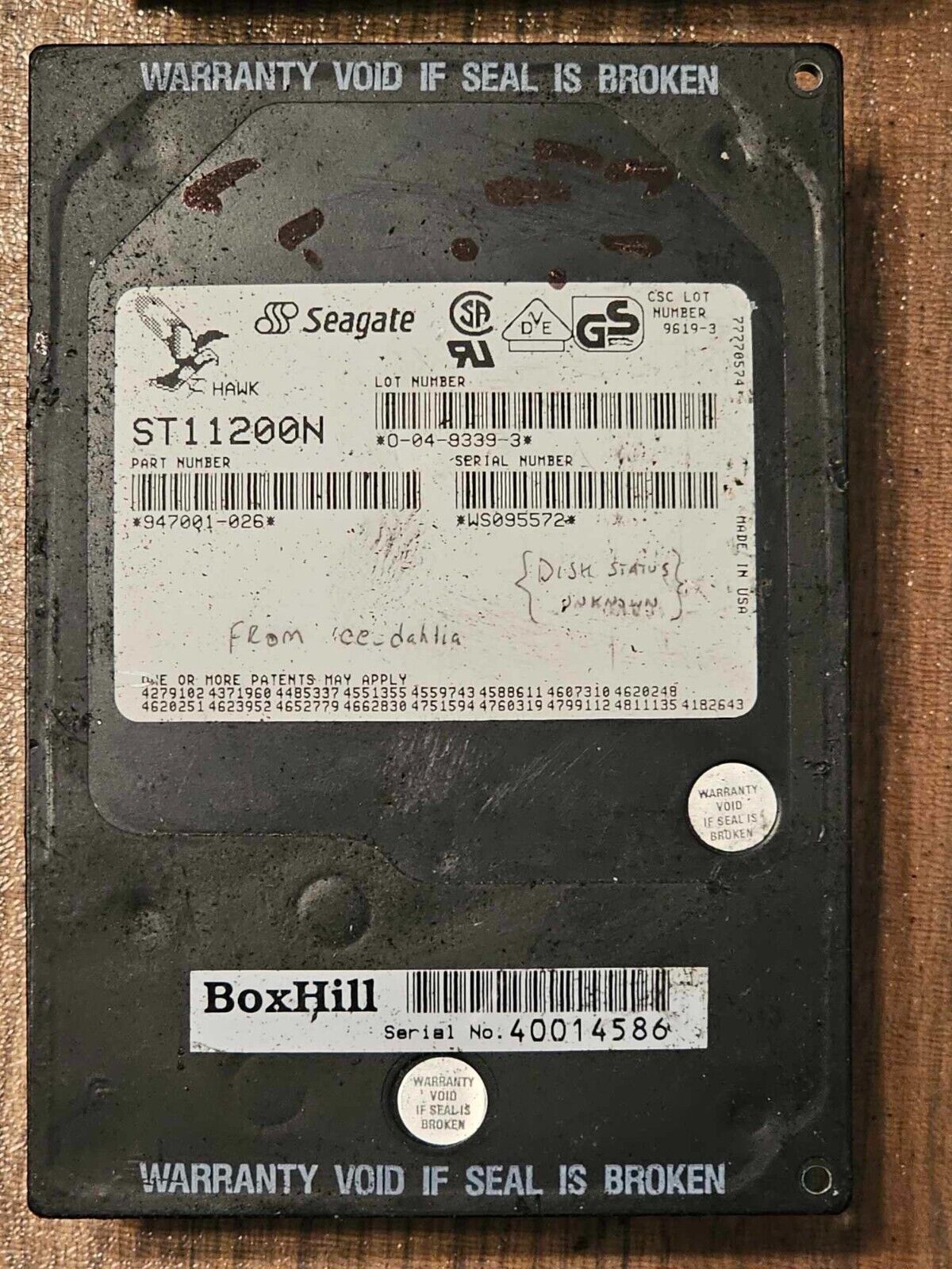 Rare Boxhill External SCSI BB-10DS SEAGATE HAWK ST11200N 50-PIN SCSI HARD DRIVE