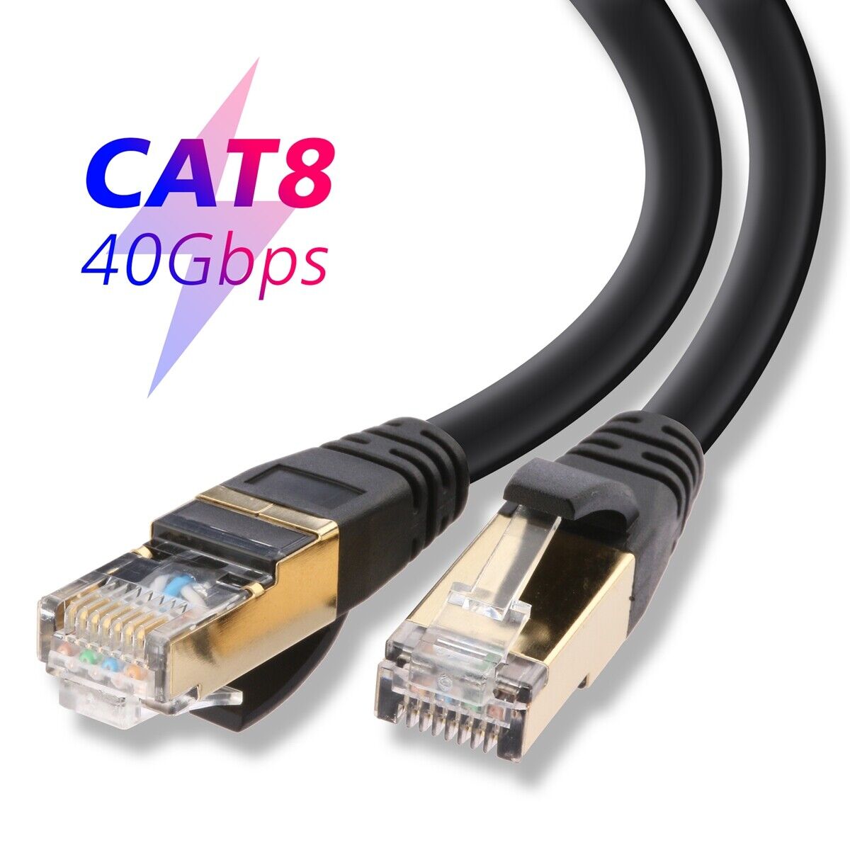 [1-10 Pack] CAT8 FAST Ethernet Cable [S/FTP] w/ Gold Plated RJ45 Connector Lot