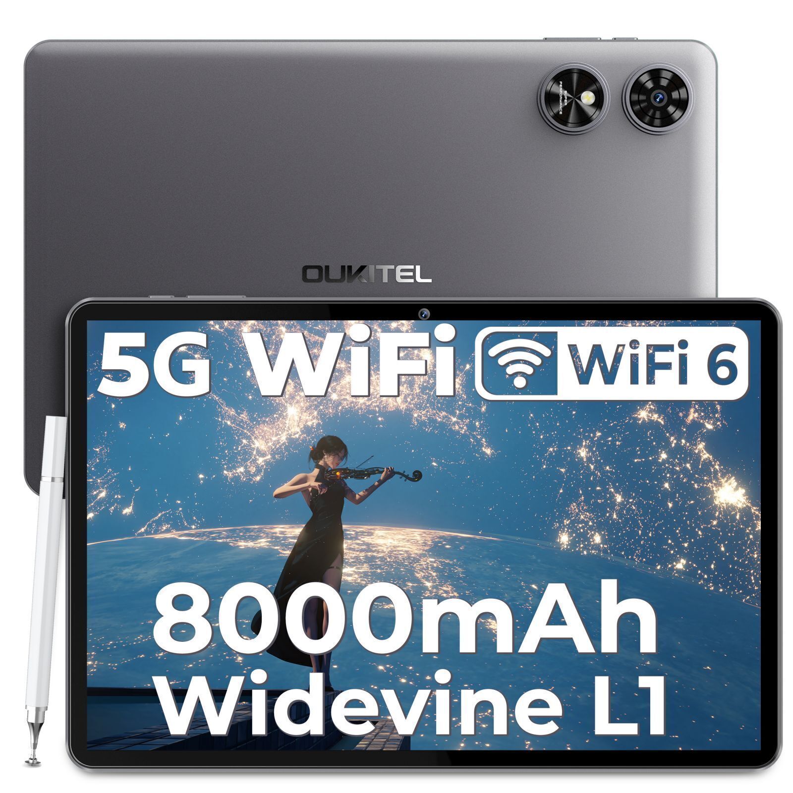 OUKITEL OT6 WiFi Tablet 8000mAh 10.1in 16GB+ 64GB GMS/TÜV/Widevine L1 Android13 