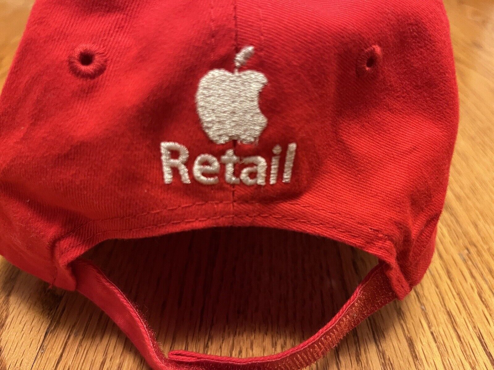 Apple RETAIL logo BASEBALL CAP Hat RED Youth Size Cotton Strap Back Rocket Rare