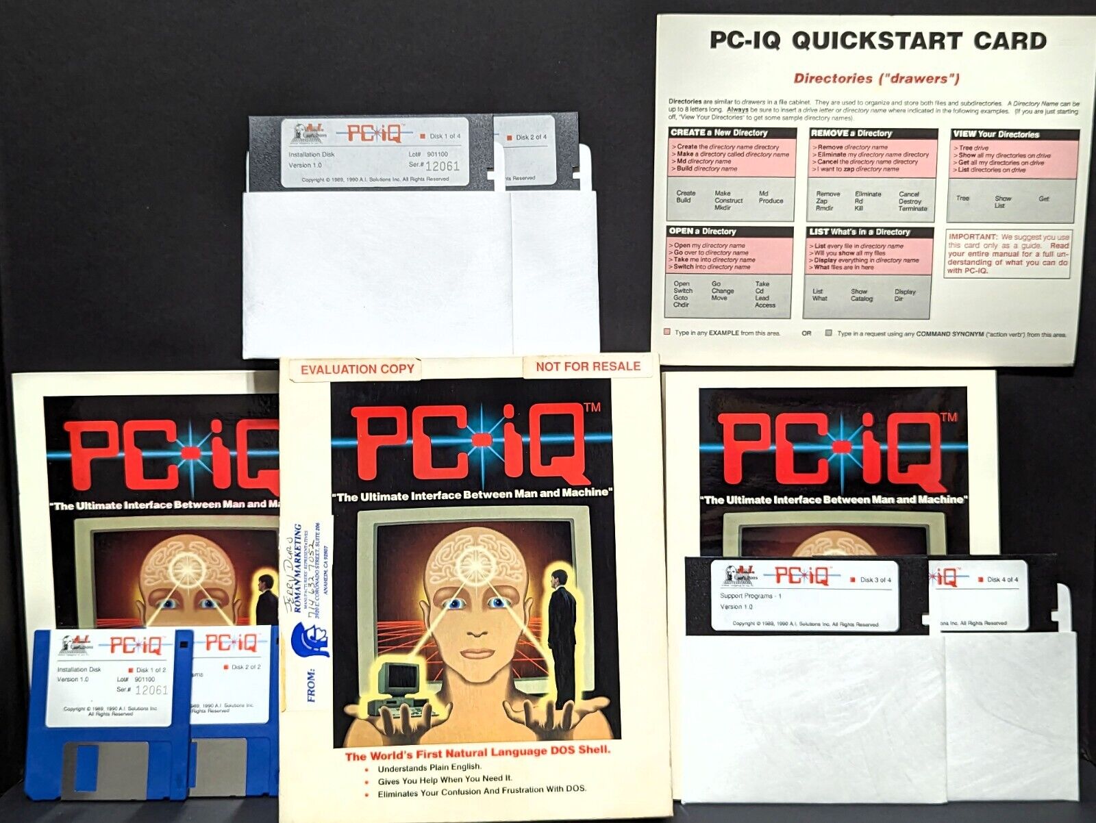 *Extremely Rare* PC-IQ by AI Solutions - Natural Language DOS Shell for PC 1990
