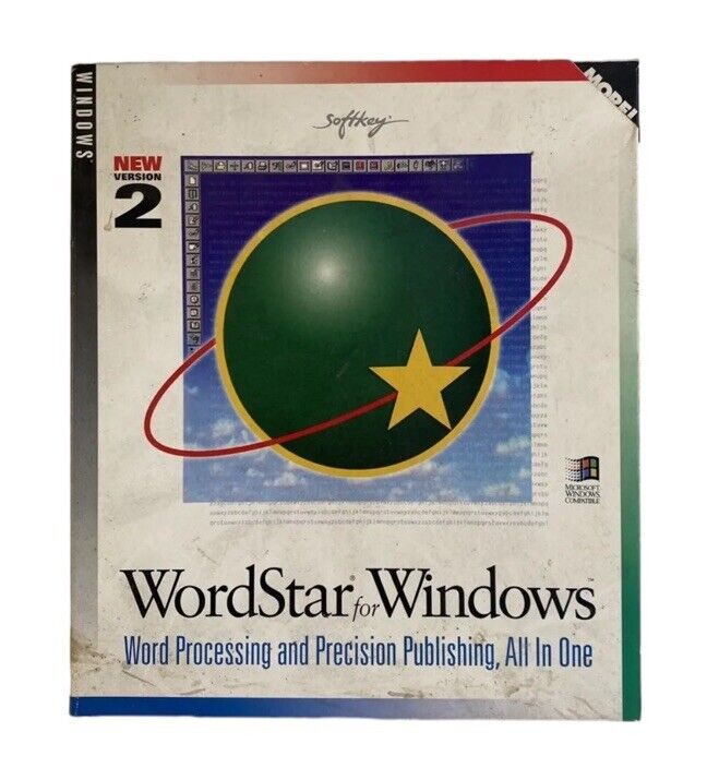 NEW SEALED WordStar For Windows Version 2 Windows 3.1 / 95 Big Box PC Word #2