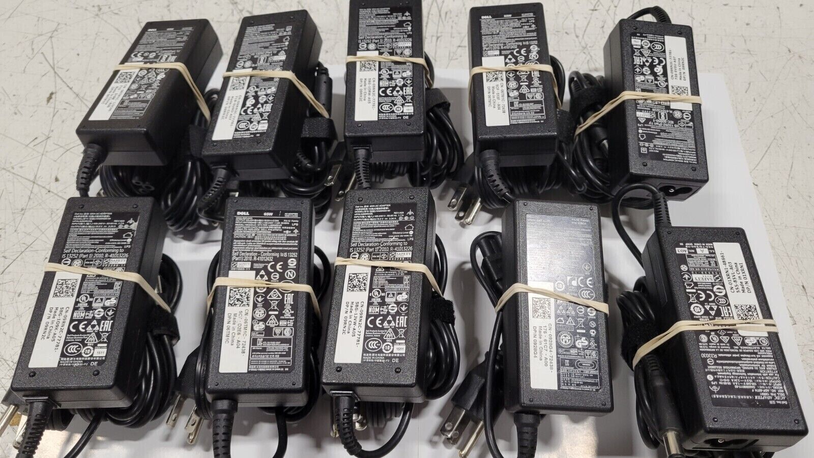 Lot of 10 OEM Dell 65W 19.5V 3.34A Power Adapter