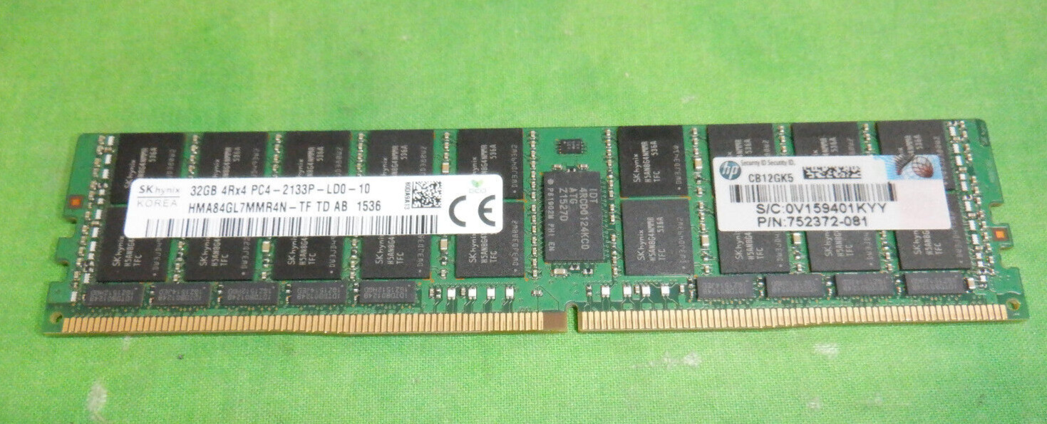 HP Micron 32GB 4Rx4 PC4-2133P 752372-081 726722-B21 ECC REG SERVER MEMORY  @24