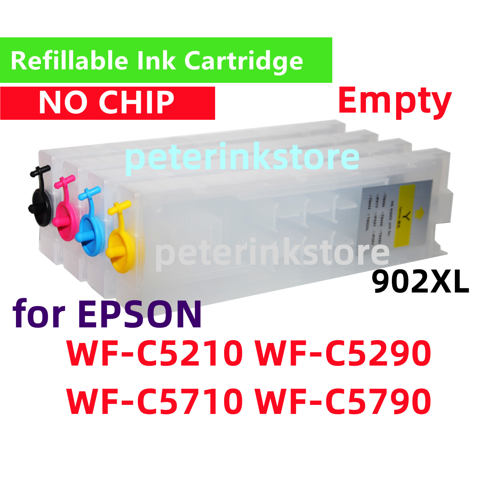 NOCHIP Refillable Ink Cartridge Pro WFC5210 WFC5290 WFC5710 WFC5790 902XL 902