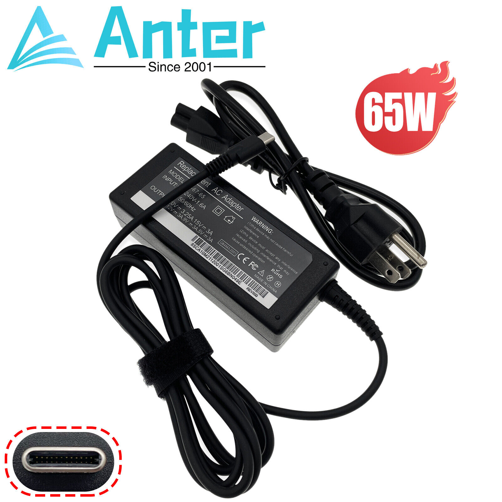 USB-C AC Adapter Charger For Lenovo ThinkPad L380 Yoga Type 20M7 20M8 Power Cord