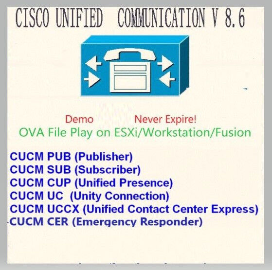 Cisco Collaboration Voice Lab CCNA CCNP VMware images CUCM,CUC,CUPS,CER,UCCX 8.6