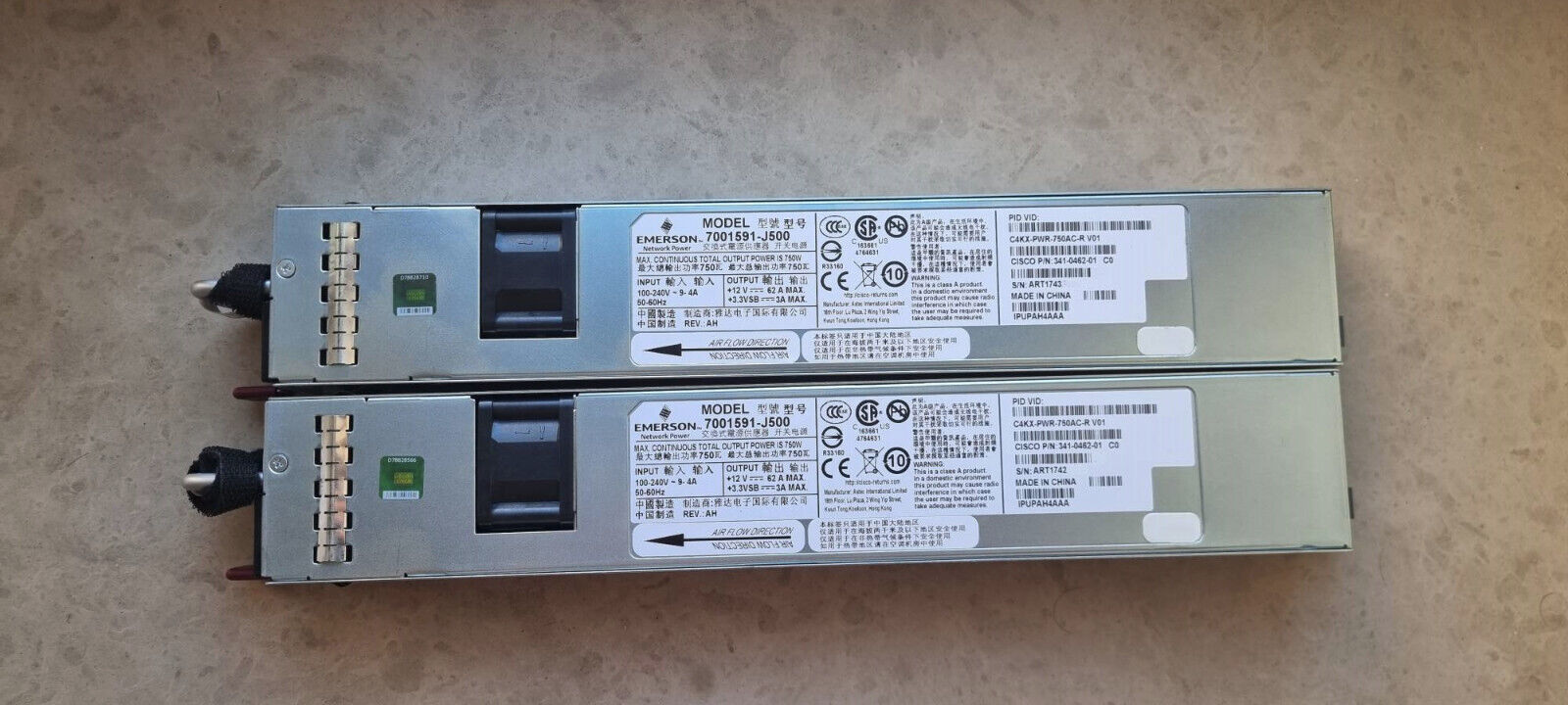 LOT of 2 Cisco C4KX-PWR-750AC-R 750W AC Power Supply for 4500-X Series Switches