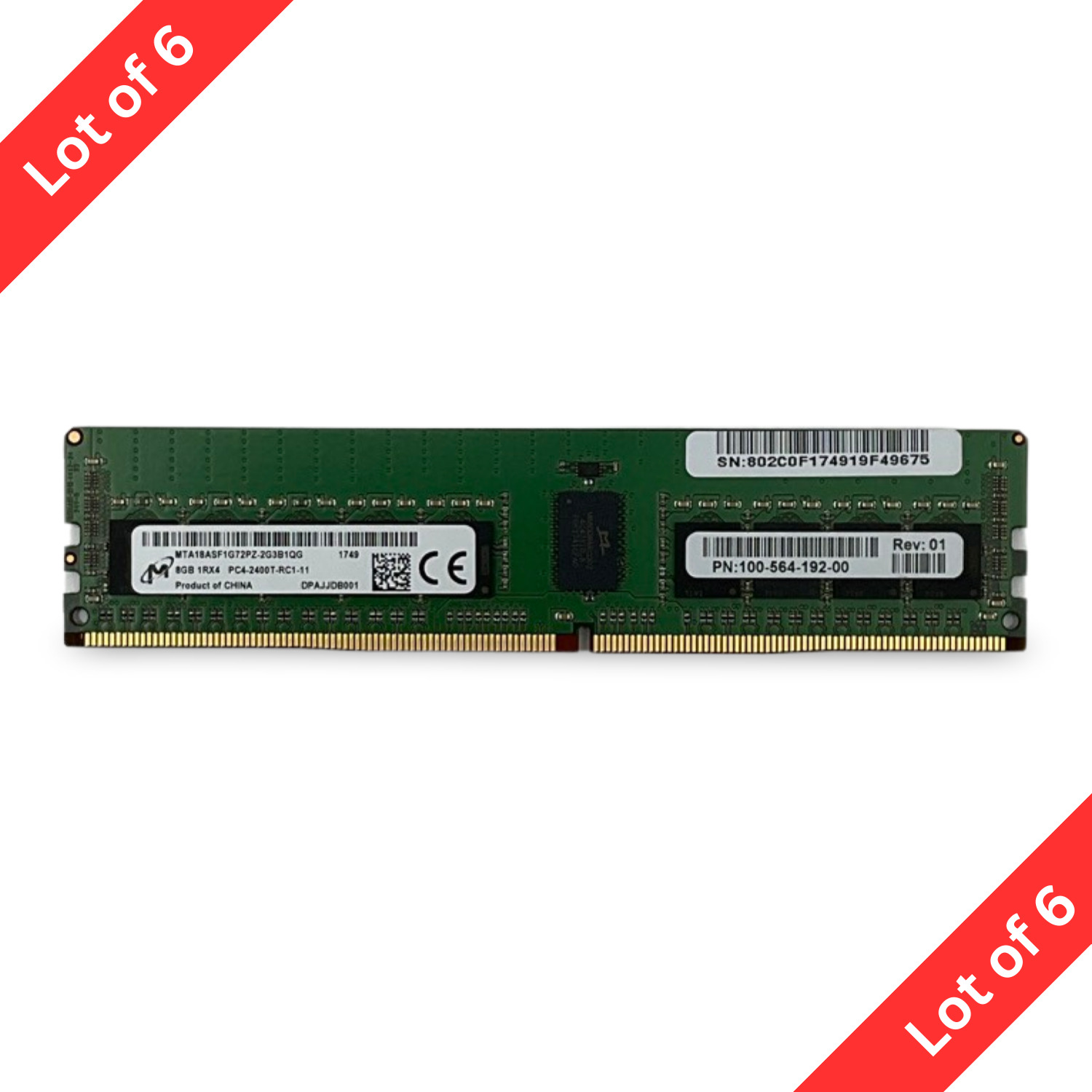 Lot | 48GB Micron (6 X 8GB) PC4-2400T-RC1-11 PC4-2400T DDR4 SERVER RAM MEMORY