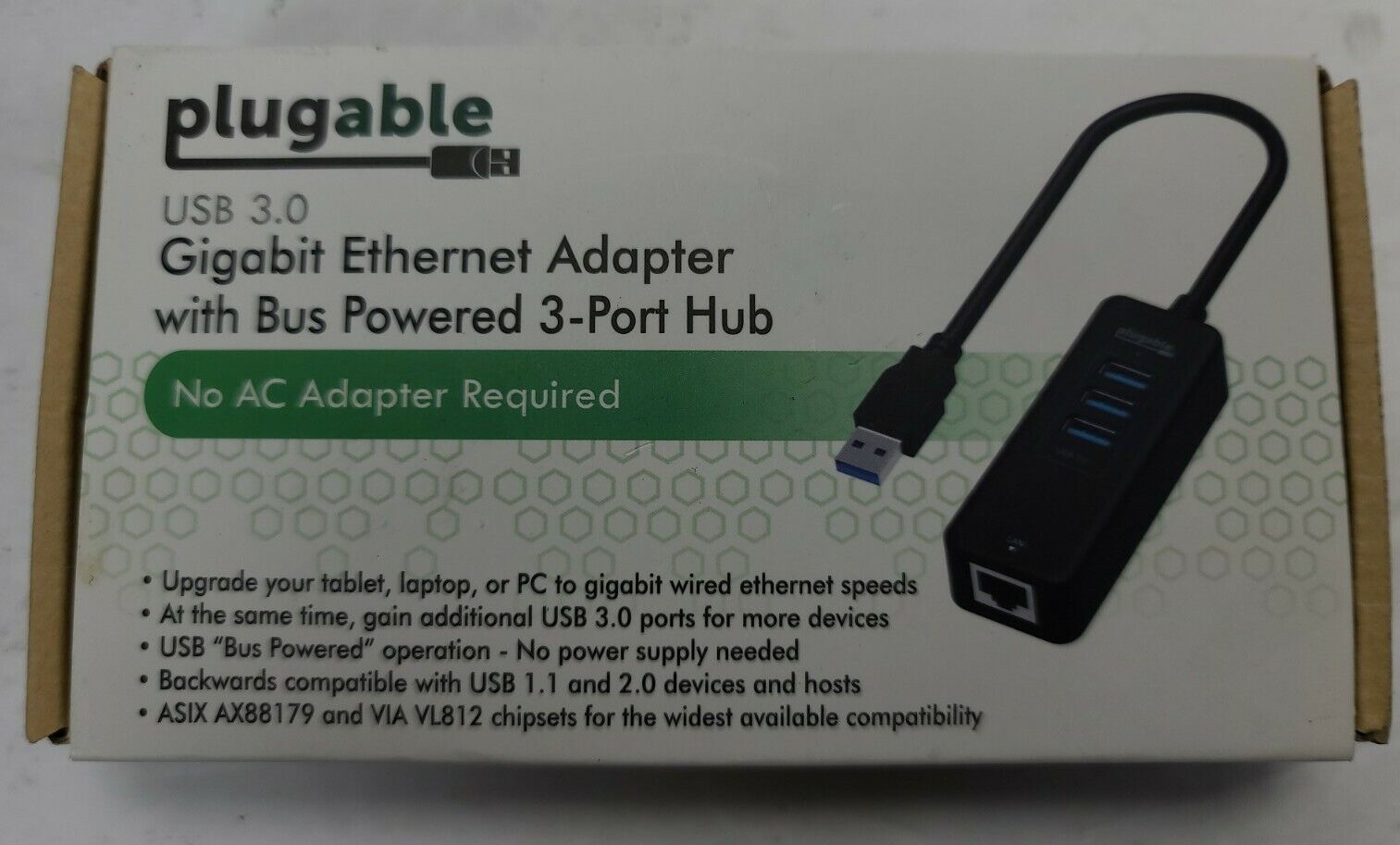 PLUGABLE TECHNOLOGIES USB3-HUB3ME TRAVEL USB HUB / NETWORK -