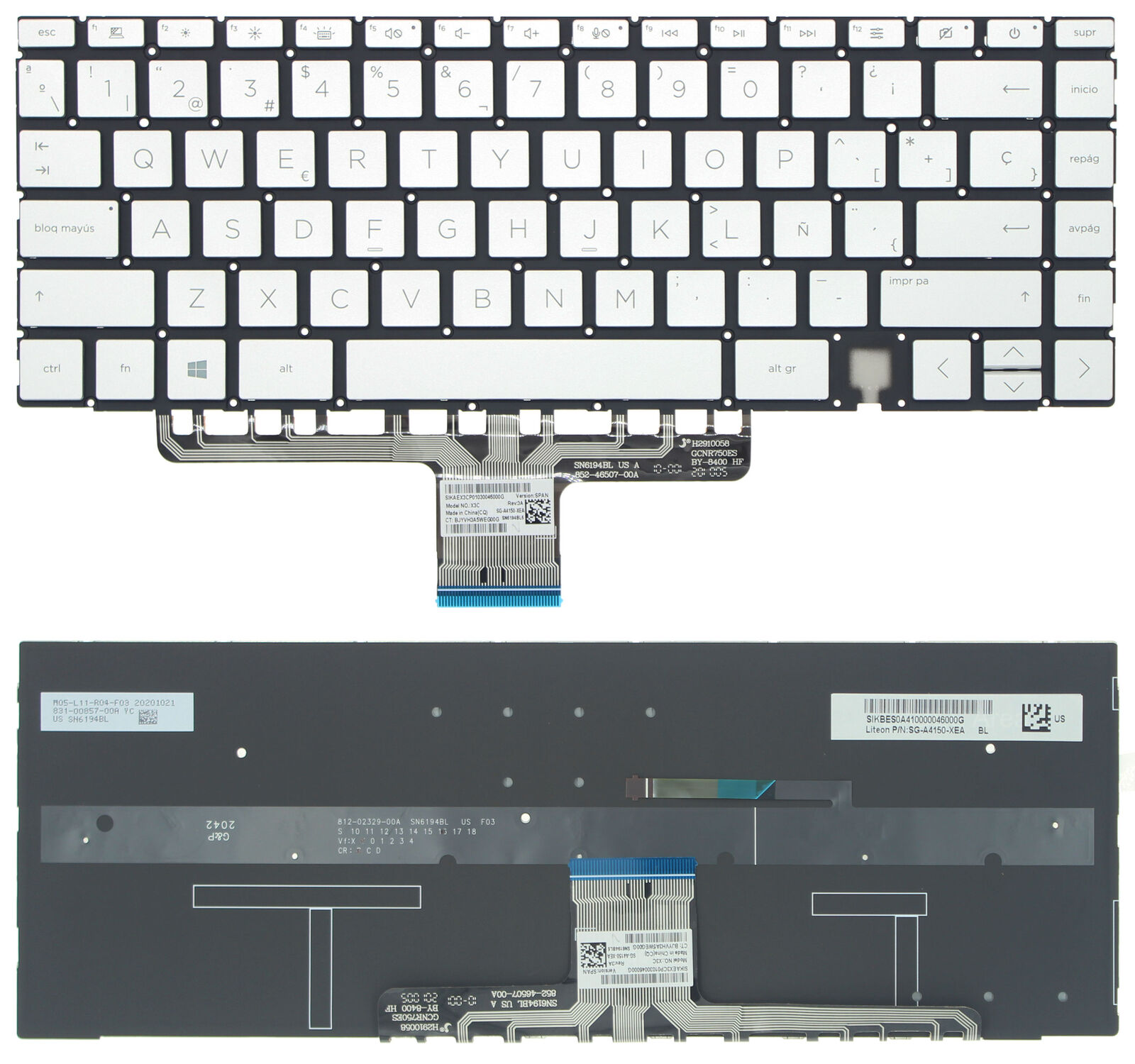 Silver Spanish Backlit Keyboard For HP ENVY 14-eb0000 14-eb1000 14T-eb000