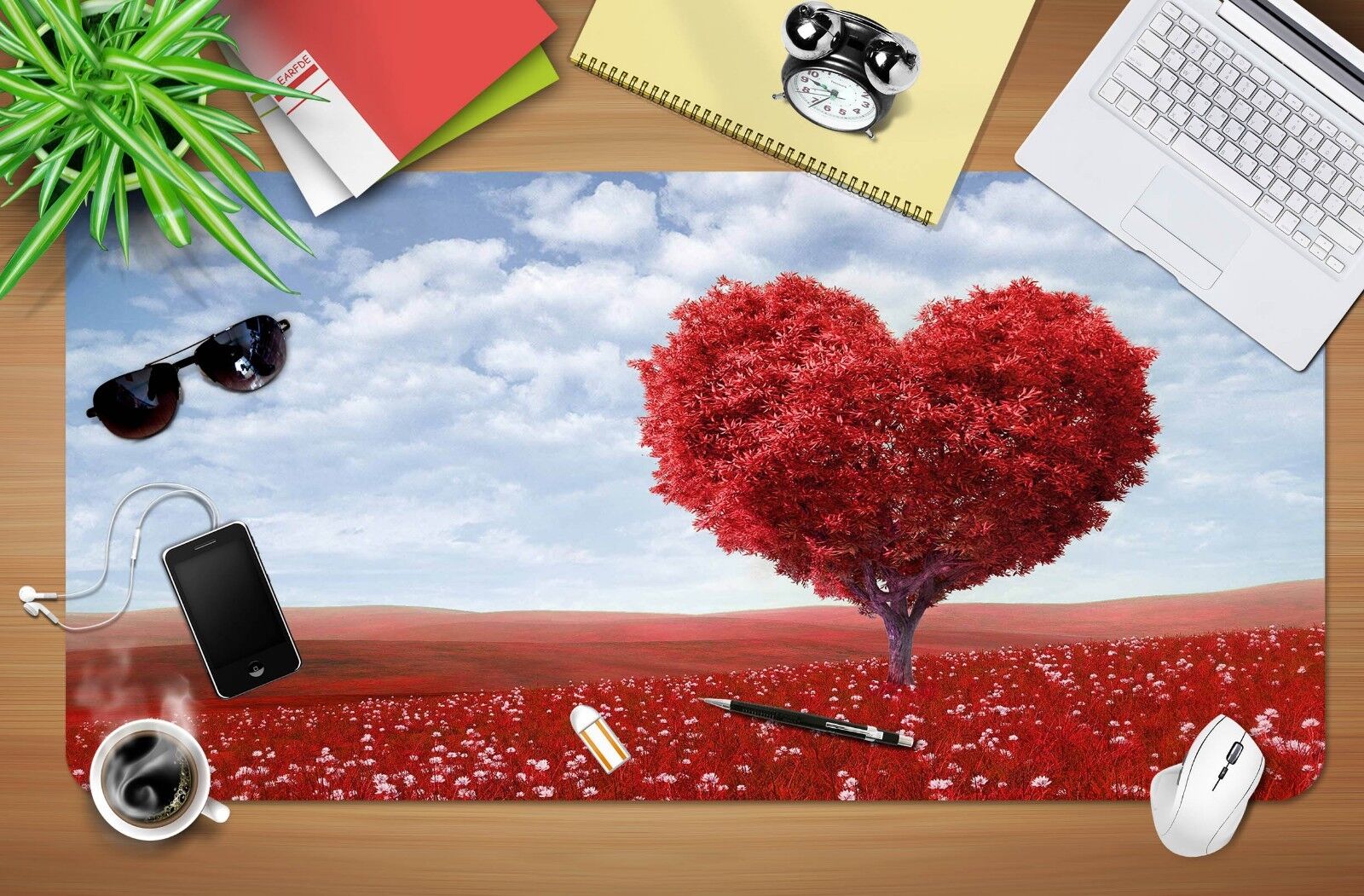3D Love Heart Tree Red Grassland 7 Non-slip Office Desk Mouse Mat Keyboard Game