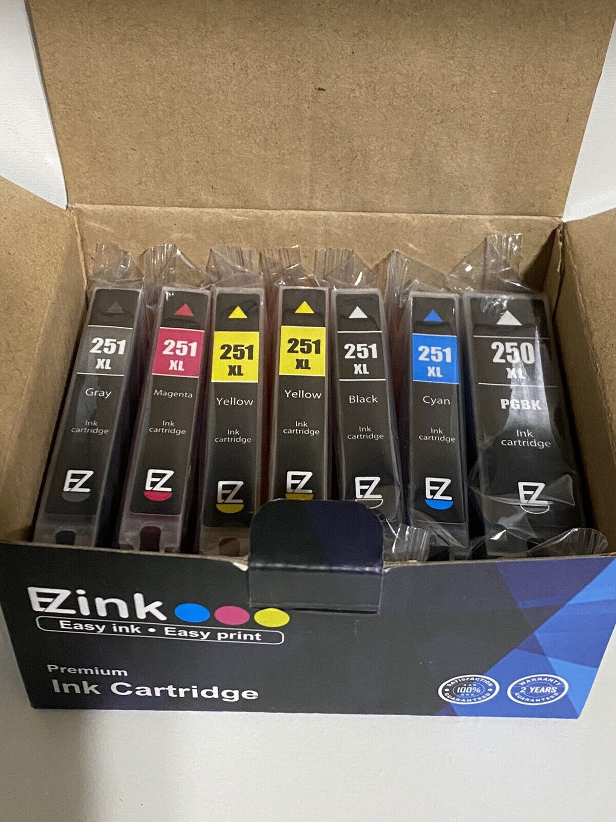 EZ Ink 251 XL New Blk Cyan Yel Ink Cartridge's Expired (05/28/22) 7 Pk Open Box