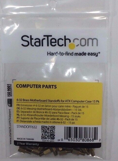 StarTech - STANDOFF632 - 6-32 Brass Motherboard Standoffs for ATX Computer Case 