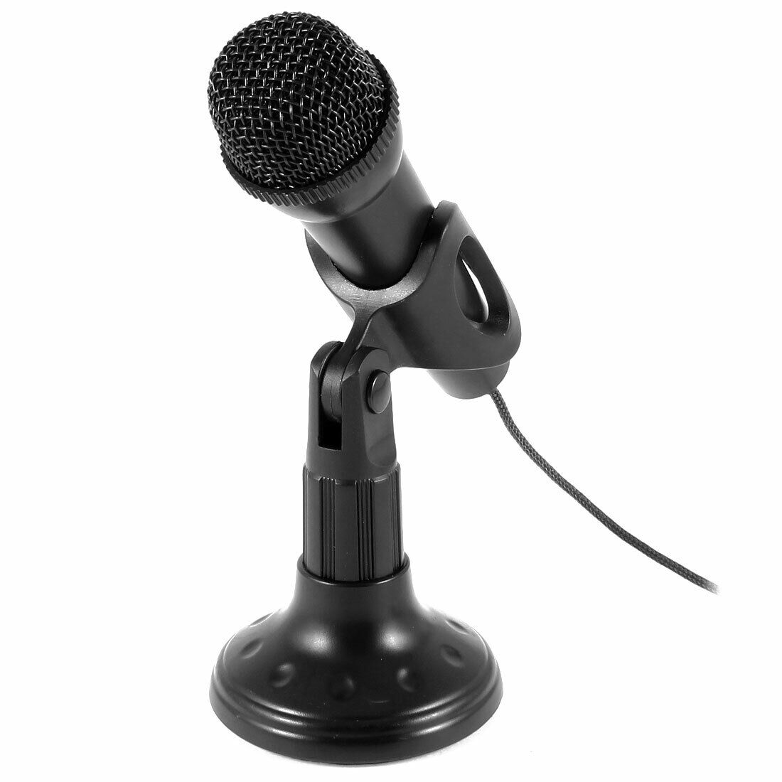 Mini 3.5mm Stereo Studio Speech Microphone Mic w Stand Mount Black for PC Laptop