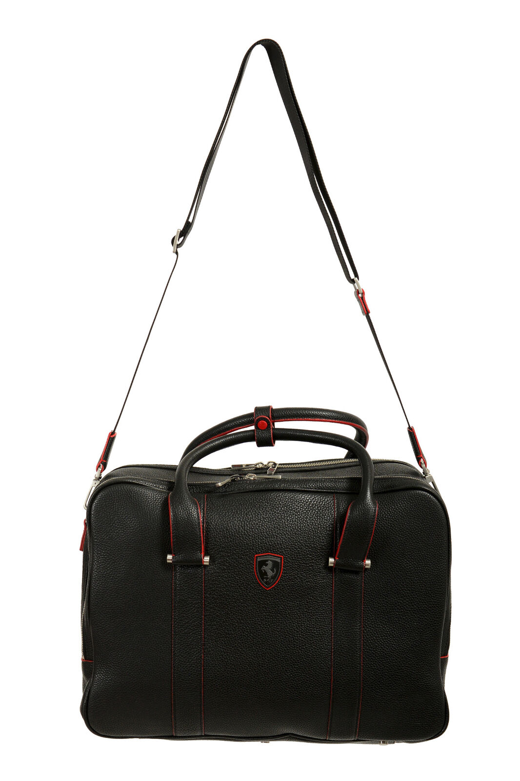 Scuderia Ferrari Unisex Logo Black Leather Laptop Messenger Shoulder Hand Bag