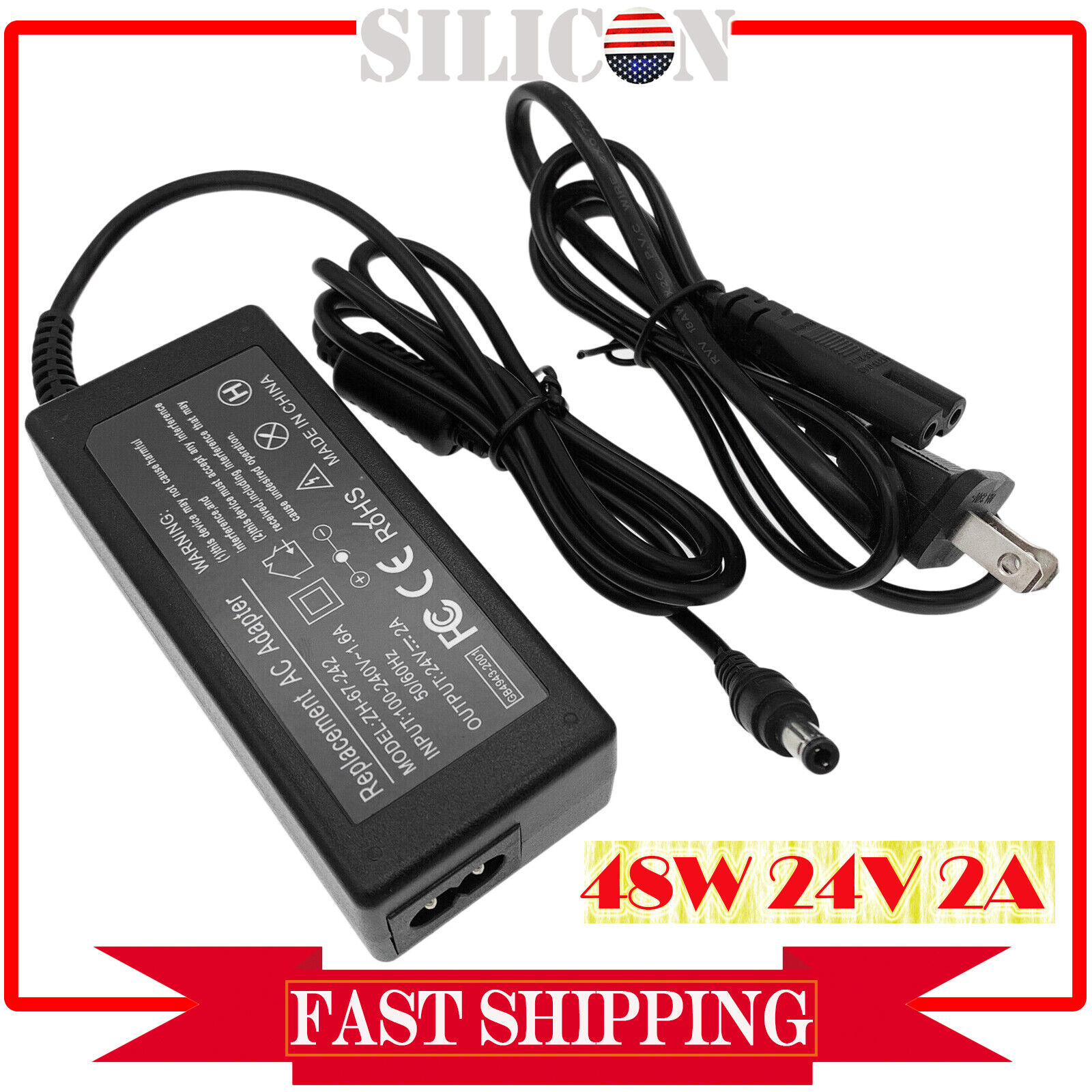 24V 2A AC-DC Switching Adapter Power Supply For LED Strip Light/CCTV 5.5mm*2.5mm