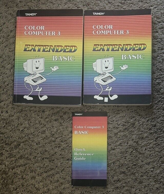 Vintage Tandy Color Computer 3 Extended BASIC Manuals & Reference Guide 1986