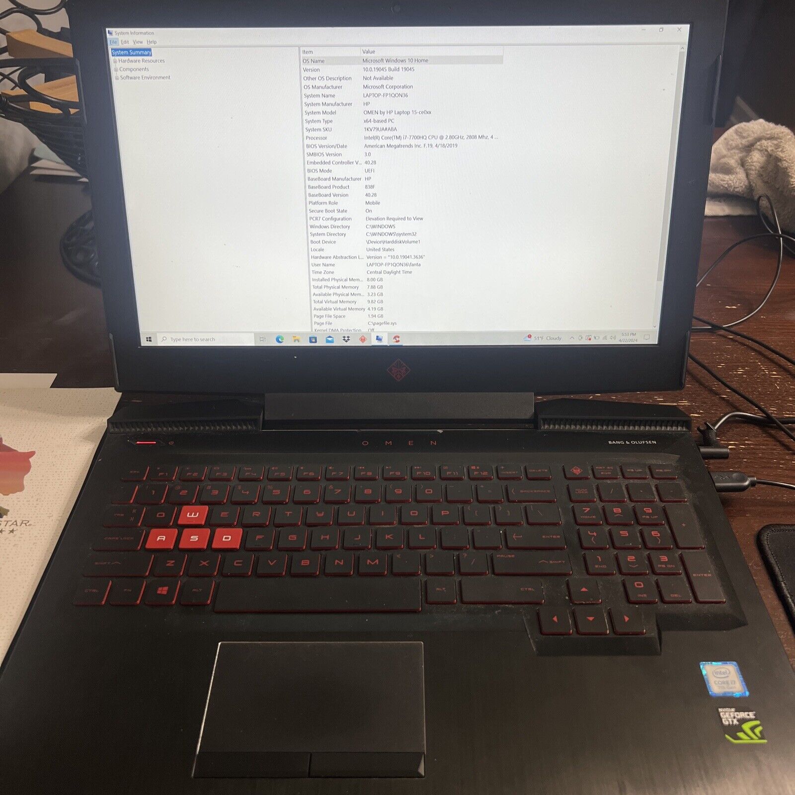 HP Omen 15 Used Gaming Laptop - Specs Pictured / Please Read