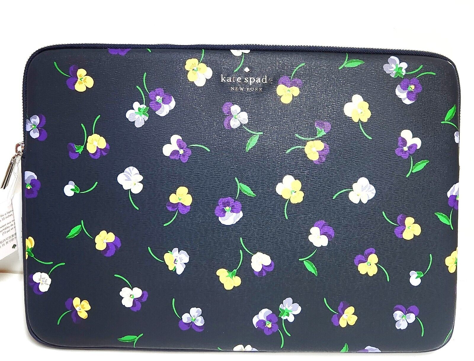Kate Spade Staci Pansy Toss Printed Laptop Sleeve Blazer Blue Multi 15.3 in NWT