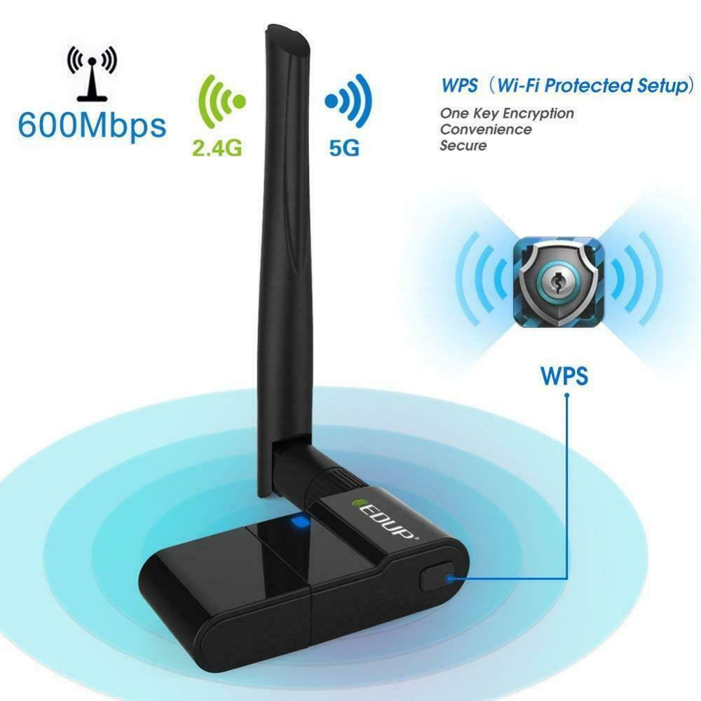 EDUP 600Mbps Dual Band Wireless 11AC USB Ethernet Adapter with 2dBi Antenna 1635