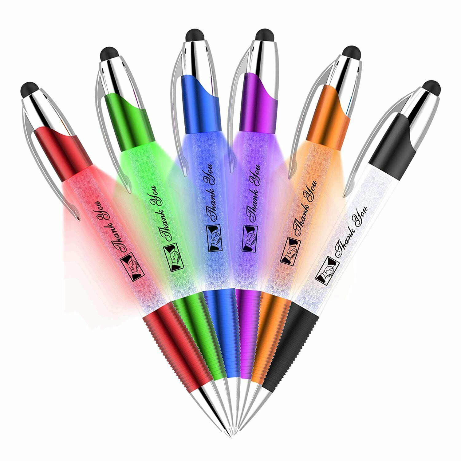 Thank You Greeting Gift Stylus Pens-Pen Lights up a Thank You Message- 6 Pack