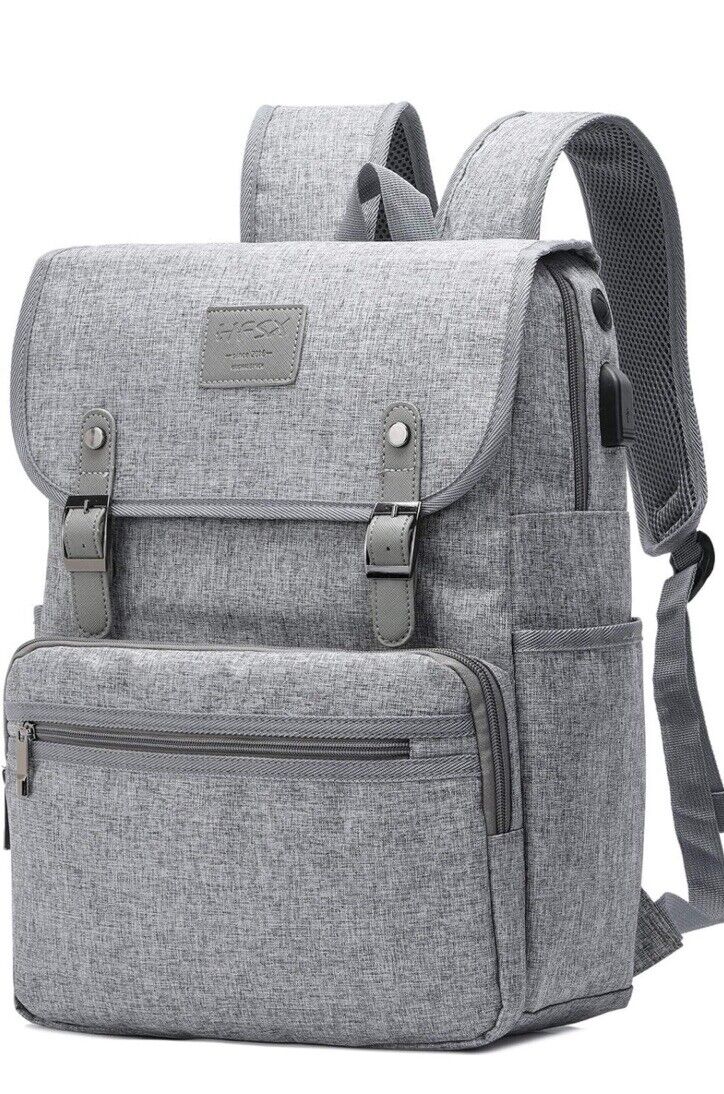 HFSX Vintage Backpack Anti Theft, Fits 15.6 Inch Notebook In Gray, Men Women