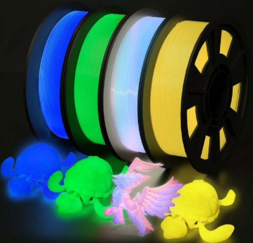 3D Printer Filament Bundle,Glow in The Dark Filament,PLA Filament 1.75 mm 4 Pack