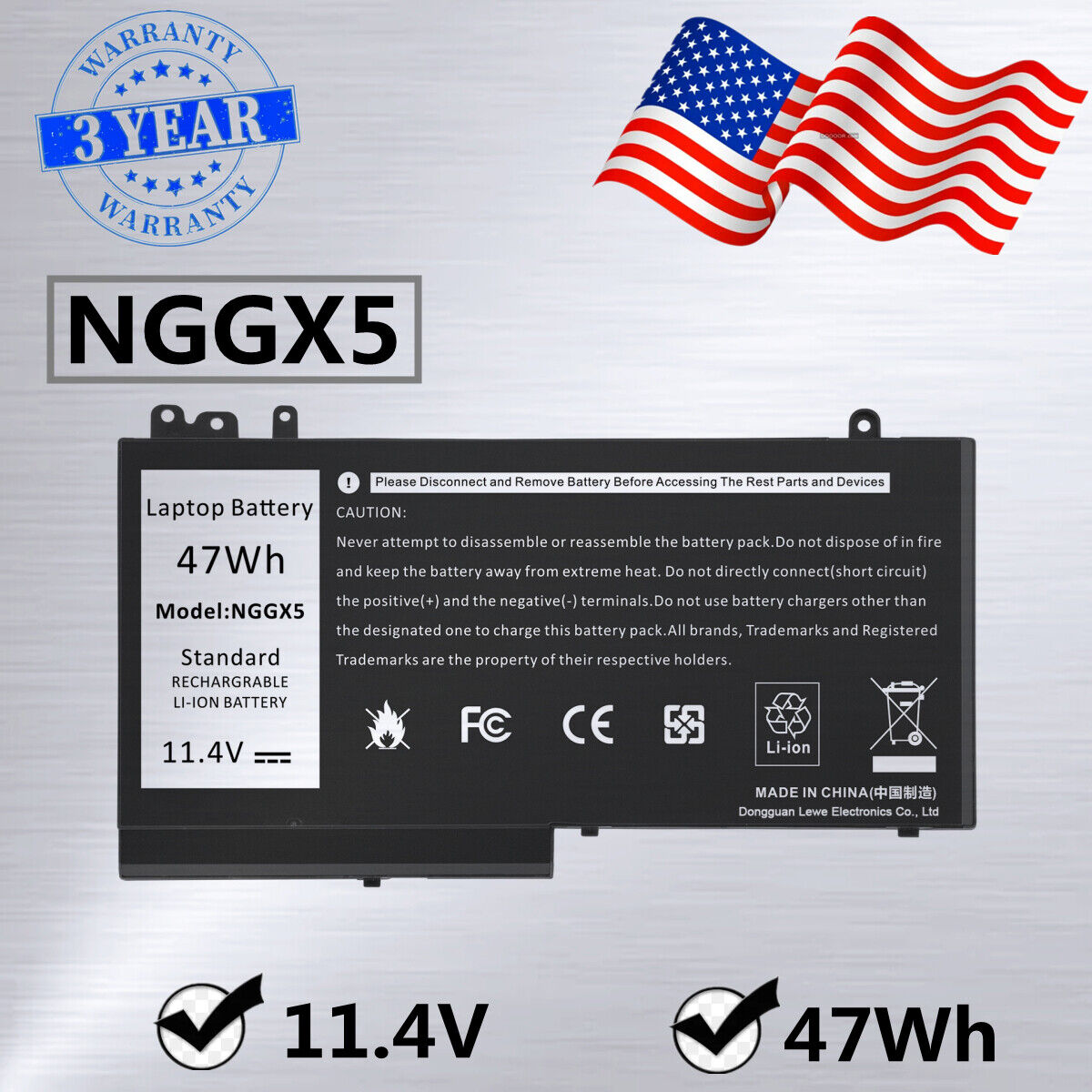 ✅Lot 10x NGGX5 Battery 47Wh for Dell Latitude E5270 E5470 E5570 Precision M3510